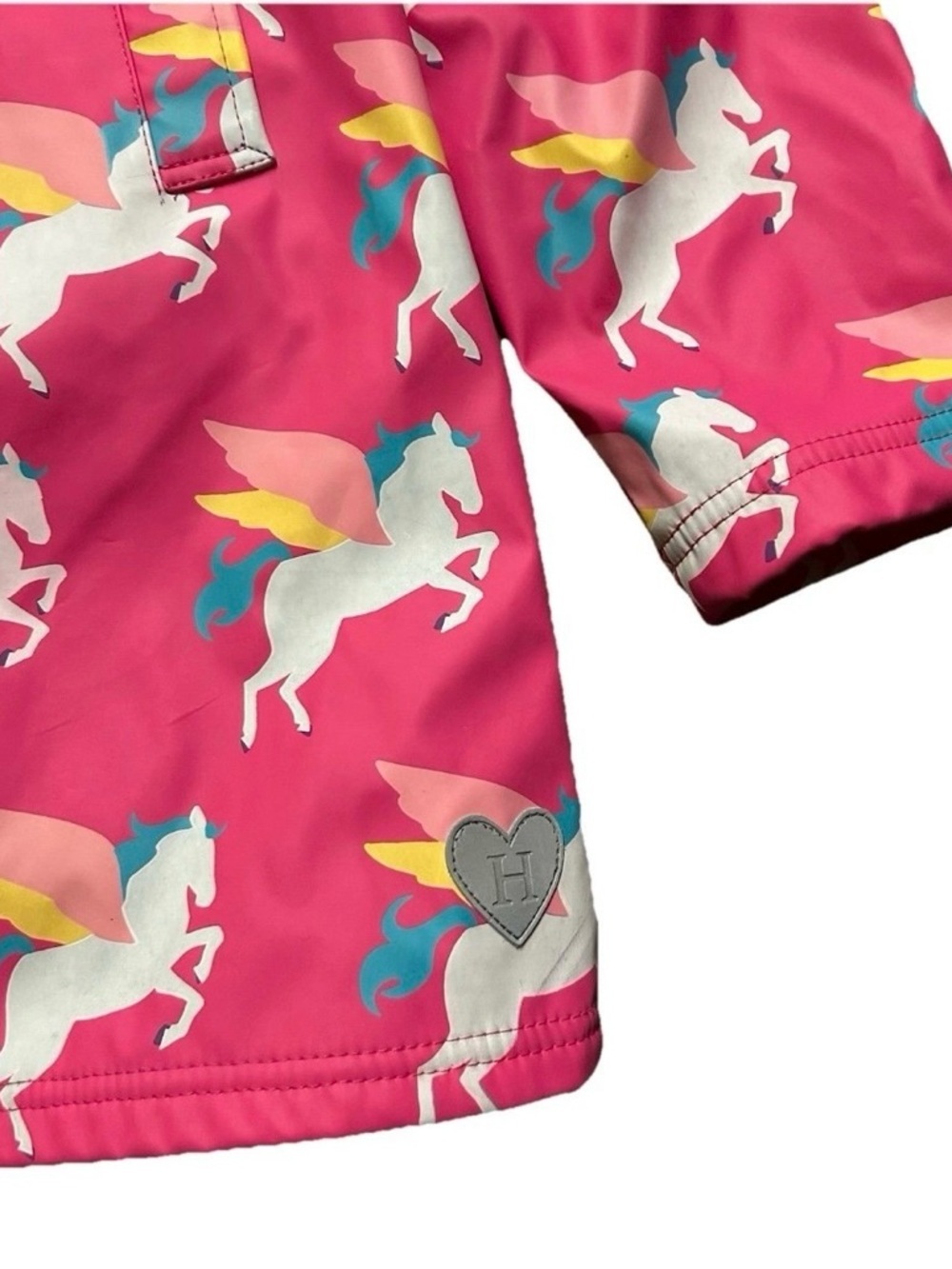 Girls Hatley Pink Rain Jacket With Unicorns Size 12 - Picture 2 of 5